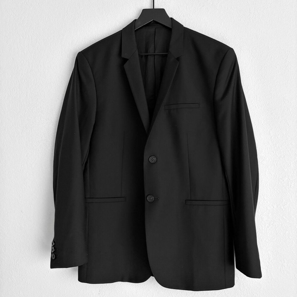COS Men’s Wool Slim Lapel Blazer Size 40R Black